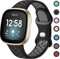 Upeak Sportarmband Kompatibel mit Fitbit Versa 3 Armband/Versa 4 Armband/Fitbit Sense Armband/Sense 2 Armband, Atmungsaktiv Silikon Doppelloch Schnappschnalle Ersatzband, Klein, Schwarz/Grau