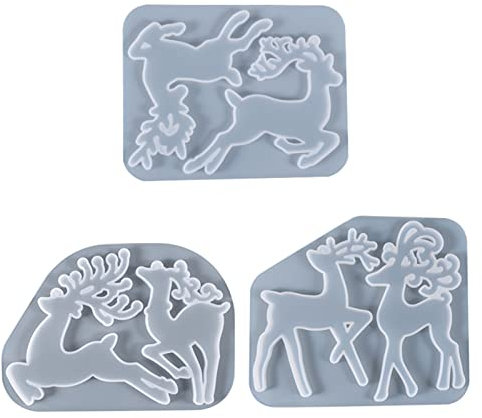 3pcs Elch Silikonform Weihnachten 3D Epoxidharz Formen, DIY Weihnachten Elch Schlüsselanhänger Weihnachtsbaum Anhänger Silikonformen Für DIY Schmuckherstellung, Weihnachts Baum Hängeornamente