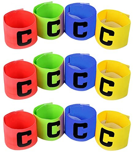 12 Stück KapitäNsbinde FußBall, Elastische SpielfüHrerbinde FüR Erwachsene Und Jugendliche, Verstellbare ArmbäNder in Mehrfarbig FüR FußBall, Basketball Und Volleyball