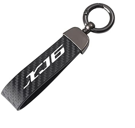 Porte-clés De Moto Moto en Fiber De Carbone Cuir Corde Porte-clés Porte-clés pour Yamaha XJ6 N / XJ6 2009-2015 2010 2011 2012 2013 2014 (Couleur : Noir, Size : Normal)