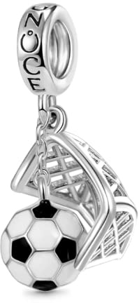 GNOCE Charm Perle Fußball Wettkampf Schuss Anhänger passend Schlangenkette Armbänder/Halskette Schmuck Geschenk für Frauen Mädchen