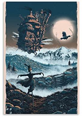 Rudd Howl's Moving Castle Poster, Wandkunstdruck, Retro, ästhetische Raumdekoration, Malerei, Leinwand, Poster für Zuhause und Büro, Dekorationen, 40 x 60 cm
