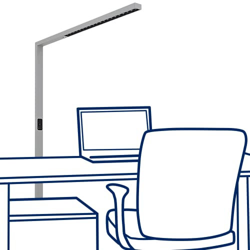 ROLF KERN - LED Stehlampe Büro | Clever-Pro | Moderne Standleuchte mit PIR-Bewegungsmelder Tageslichtsensor, 10.150 lm dimmbar per Touch Display als Büro-Lampe Schreibtischleuchte