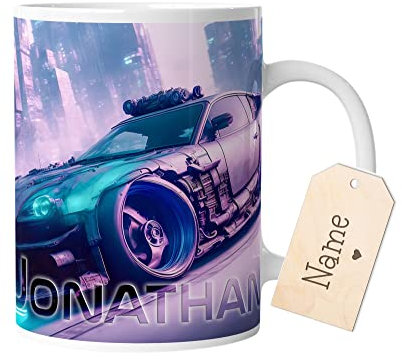timalo® Coole Gaming Tasse personalisiert mit Namen | Kaffeetasse Geschenk für Gamer Becher | Rennauto futuristisch | mug-gamer-41