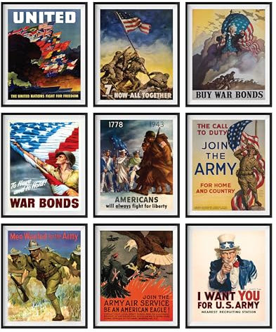 97 Decor Vintage-Poster aus dem 2. Weltkrieg – US-Geschichts-Poster für Klassenzimmer-Dekorationen, Propaganda-Bilder des 2. Weltkriegs, Armee-Kunstdrucke, 20,3 x 25,4 cm, ungerahmt