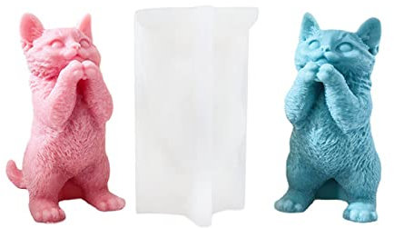 Xidmold 3D Stehende Katze Silikonform Kerzenform Katze Silikon Formen Tier Backform für Tortendeko, Schokolade, Seife, Gips, Sojawachs Kerzen, Handwerk