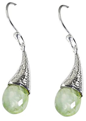 RIYO Großhandel 925 Sterling Silber Ohrring Prehnit Silber Ohrring Grüner Ohrring Oval Ohrring Lünette Fassung Ohrring Prehnit Ohrring Brautschmuck für Mädchen