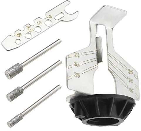 EMSea Set of 5 Chainsaw Sharpening Attachment Chain Saw Grinding Polishing Tool Sharpener Guide Drill Adapter Head Ruler Rotary Tool Accessory