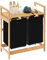 YOUDENOVA Wäschekorb aus Bambus-Gestell mit Ablagen Wäschesammler mit 2 Ausziehbaren Wäschesäcken für Schlafzimmer Bad oder Waschküche 73x64x33cm Schwarz