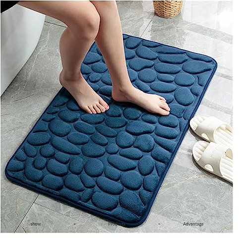 CAIONHGTY Badezimmer-Badematte mit Kieselstein-Prägung 40 x 60 cm Neue Memory-Schaum-Badematte, super saugfähig weich maschinenwaschbar schnell trocknend Non Slip Bath mat