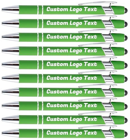 HEYZARDA Kugelschreiber mit Gravur Kugelschreiber Personalisiert mit Namen Text Logo Grün 50 Pcs