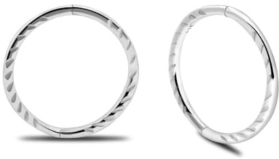 925 Sterling Silver Solid Seamless Diamond Cut Twist Sleeper Hoop Earrings Small Hinged Thin Handmade 8mm 10mm 12mm 14mm For Women Men Girls