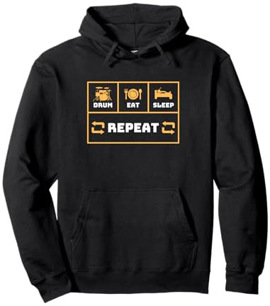 Drum, Eat, Sleep, Repeat Drummer Lifestyle Pullover Hoodie