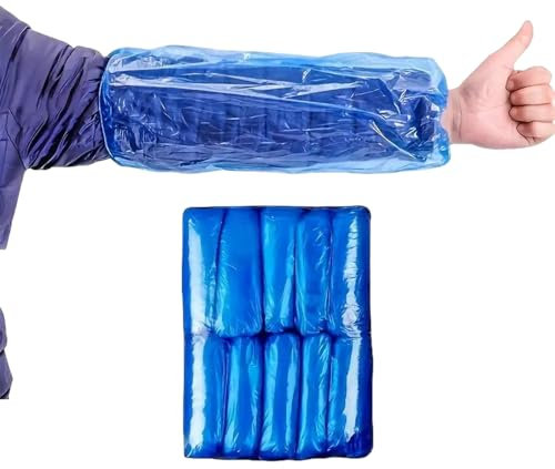 GM 200 Manicotti Braccia in Polietilene Blu mis. 40x20 cm, Extra Forte, Copribraccio con Elastico su Entrambe le Aperture, coprimaniche monouso Lavoro, Copri Braccia per Uomo/Donna
