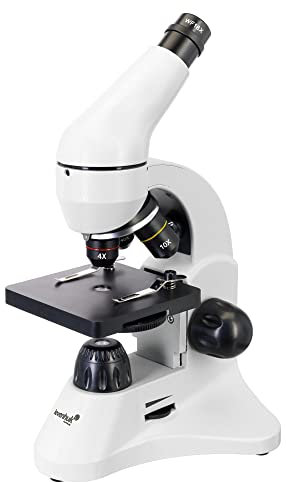 Levenhuk Rainbow 50L Plus Moonstone Studentenmikroskop (64- bis 1280-Fache Vergrößerung, Metallgehäuse, Glasoptik) mit Experimentierkasten und Koffer (Türkische Ausgabe)