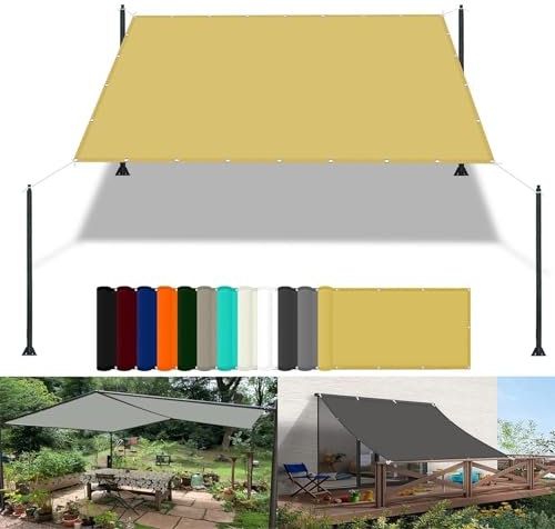 Pergola Canopy Replacement 2.4 x 2.4 m(7.9 x 7.9ft) Waterproof Garden Netting with Free Rope UV Block Weather-Resistant with Grommets Pes Sunsail for Camping Beach Deck Porch, Cream Color