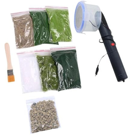 Milageto Statische Grasbeflockung mit Platte, Mini-Applikator für Beflockungsmaschine, Gras-Pflanzer für DIY Scenic Modelling Sand Table Modelling, E