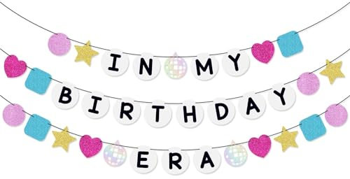 In My Birthday Era Friendship Bracelet Banner - Colorful Glitter Banner for Singer Girls Women Birthday Party Decorations