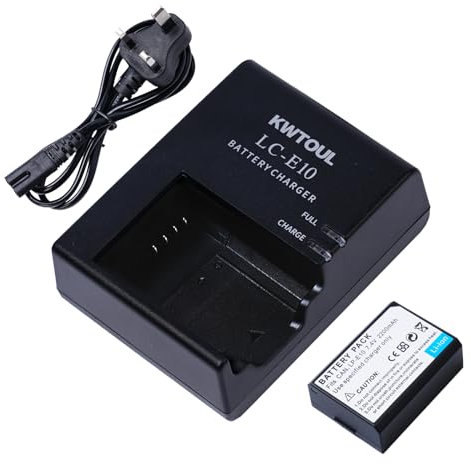 KWTOUL Batterie LP-E10 et Chargeur LC-E10C LC-E10 LC-E10E Compatible avec Canon EOS Rebel T3 T5 T6 T7 T100 Kiss X50 X70 X80 X90 1100D 1200D 1300D 1500D 4000D