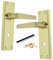 Brass Door Handles Interior Door Handles - Victorian Straight Lock Handles Brass Plated Door Handles, Back Plate, 150 x 42mm, Door Handles Multipack, Door Handles Set 1