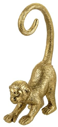 Baroni Home Statuetta Decorativa in Resina, Decorazione per la casa, Statuetta Animale, Design Moderno per Casa e Ufficio, Idea Regalo, Color oro, 12x5x24 cm (Scimmia)