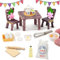 KOOKZ Miniatur Wichtel Zubehör Weihnachten, Puppenhaus Zubehör Küche Backen Set, Mini Möbel Puppenhaus, Miniatur Deko Tisch und Stühle, Teetassen-Set Ideal DIY Weihnachtswichtel Zubehör