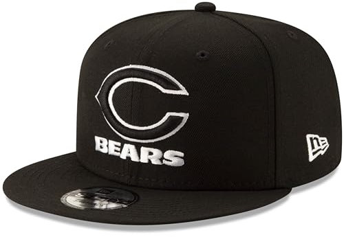 New Era NFL 9FIFTY Black White Adjustable Snapback Hat Cap One Size Fits All, Chicago Bears - Schwarz, Einheitsgröße