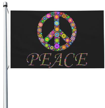 Abucaky Flagge mit Friedensblumensymbol, 90 x 150 cm, dekoratives Banner, strapazierfähige Polyester-Flagge für Zuhause, drinnen und draußen
