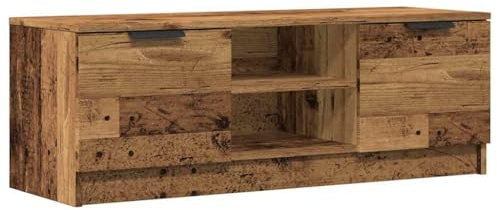 vidaXL tv cabinet - old wood engineered stand - 102x35x36.5 cm - modern living room/bedroom storage unit with 3 drawers & shelves