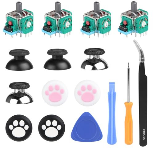 PLCatis 4 pièces Hall Effect Sticks compatibles avec Play Station 5 PS5 3D analogique Dualsense Edge Stick module Joystick Remplacement Accessoires pour PS5 avec capuchon de pouce Thumbstick kit