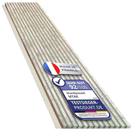 Akustikpaneele MDF Holz 60x270 cm, 21 mm Dicke | 2er Set Akustikplatten | Wandpaneele Holzoptik | Akustikpaneel Wandverkleidung | Moderne Lamellenwand mit Schallabsorption (Carrara)