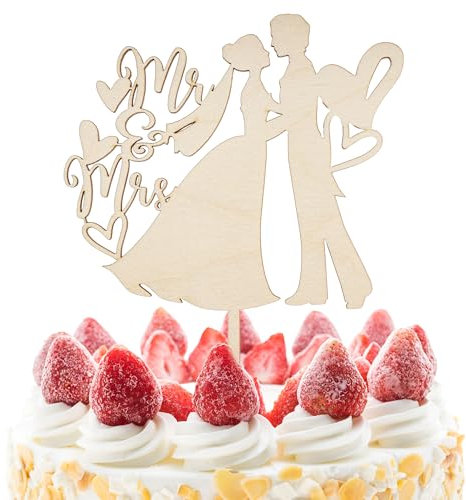 J&M DECO Torten Topper Holz 15 x 20 cm – Hochzeit Cake Topper – Tortendeko Geburtstag – Essbare Kuchendeko – Deko für Torte 4mm – Nachhaltig & Lebensmittelecht – Made in EU