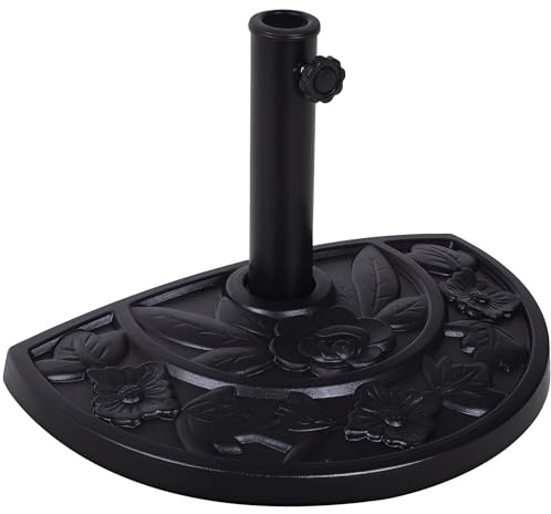 Base per Ombrellone a Mezzaluna da Ø38 mm e Ø48 mm 50x31x32 cm Nero
