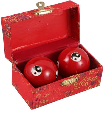 VERDANVERSE 2 Stück Fitness-handball Handkraftball Stressball Für Die Hand Massieren Chinesische Gesundheitsbälle Praktische Massagebälle Wiederverwendbar Therapie Gerät Metall Eisen Rot