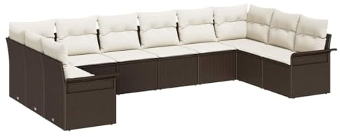 vidaXL Gartensofa-Set 10 STK. Braun Poly-Rattan
