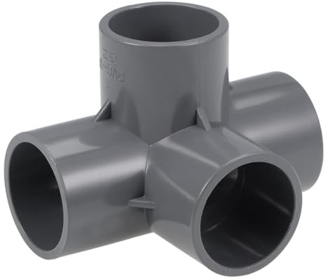 TA-VIGOR Lot de 5 raccords de tuyau en PVC de 32 mm, connecteurs d'angle coudés à 4 voies, joints de tuyau en T à angle droit pour tuyaux d'eau de jardin et systèmes d'irrigation, gris