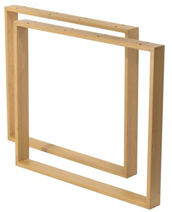 i-flair 2er-Set Kufen-Tischgestell 80 × 71 cm – Metallgestell in Eiche-Holzoptik, 80 × 20 mm Vierkantprofil, einfache Montage, Industrial-Design für DIY-Esstisch & Schreibtisch