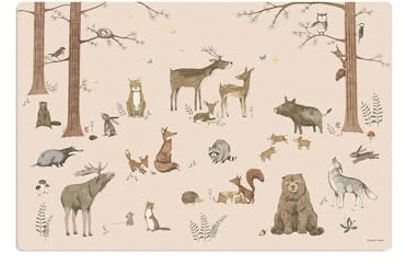 Scriptum Schreibtischunterlage für Kinder – „Waldtiere rosa“ – 60 x 40 cm – aus Premium Vinyl – Made in Germany
