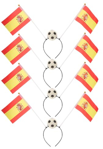 ifundom 4er-Set Fußball-Stirnbänder mit spanischen Flaggen – Mini-Flaggen-Haarspangen für Schulmannschaften, geeignet für Damen und Herren – Haaraccessoires für Fußballfans