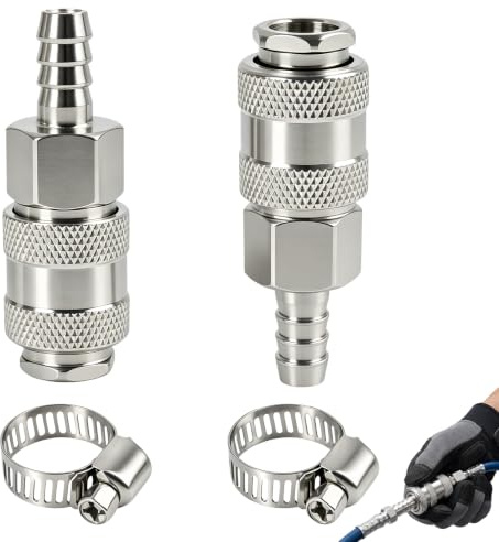 2 Pièces Raccords Rapides Pneumatiques Mâles Industriels Avec Embout De Tuyau,Accouplements En Fer Nickelé,Résistants à La Corrosion,Connecteurs Pour Outils Pneumatiques Et Compresseurs d’Air