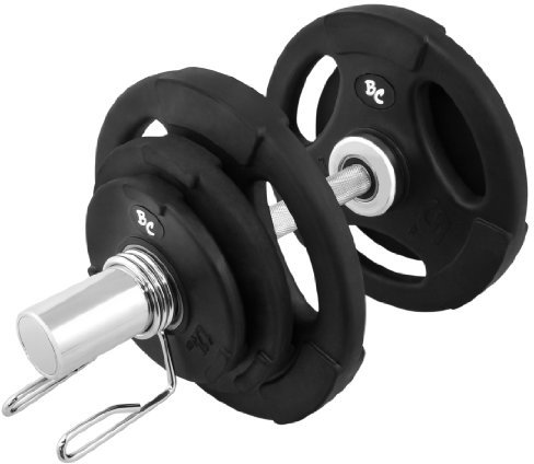 Bad Company OLY. Gummi-Gripper Kurzhantel-Set 22,5Kg (1 x OLY. Kurzhantelstange 51cm, 2x1,25, 2x2,5 und 2x5Kg Hantelscheiben) Hantelset Hanteln