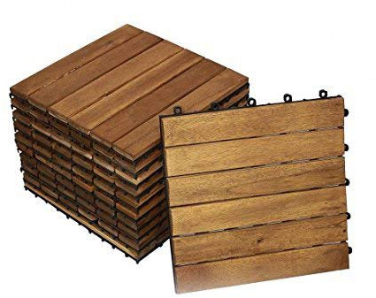 SAM Terrassenfliese 01, Akazienholz, 11 klick-Fliesen für 1m², 30x30cm | Garten- Bodenbelag mit Drainage
