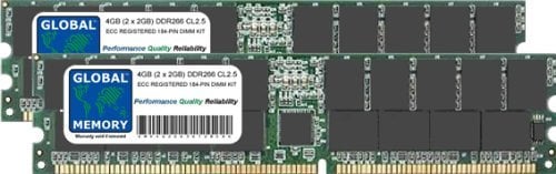 GLOBAL MEMORY Kit di Memoria RAM DDR 266MHz PC2100 184-PIN ECC REGISTRATA DIMM (RDIMM) da 4 GB (2 x 2 GB) Compatibile con Server/Workstation/schede Madri (Non per PC*)