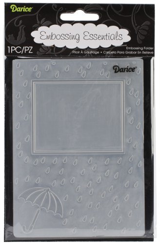 Darice 1218-116 Prägeschablone, Regentropfen und Regenschirm, Plastik, transparent, 10,8 x 14,6 x 0,4 cm