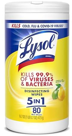 Lysol Disinfecting Wipes Bundle, Home Apartment Dorm Room Essentials and Cleaning Supplies, All Purpose Cleaner, Multi-surface Cleaning Wipes, Lemon and Lime Sanitizing Wipes Bundle, 80 Count