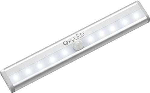 OxyLED Motion Sensor Wardrobe Lights – Battery-Powered 6000K White LED Strips for Cabinets, Kitchen & Stairs ,120° Detection, Magnetic Mount, Auto On/Off