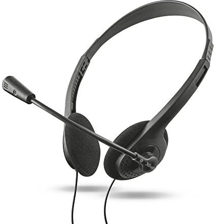 Trust Primo Chat On Ear Wired Headset for PC and Laptop, Black