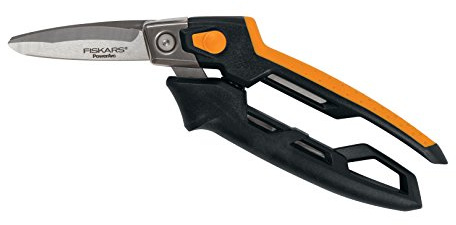 Fiskars PowerArc Allzweckschere (20,3 cm) | Versetzter federunterstützter Griff schneidet von oben oder unten, PowerArc-Klingen erleichtern Schnitte, Edelstahlklingen