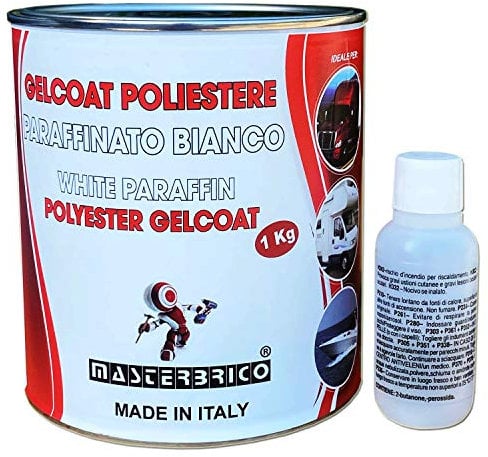 Gelcoat de paraffine blanche pour bateaux en fibre de verre moules camping-car nautique kg 1 avec catalyseur et notice en français