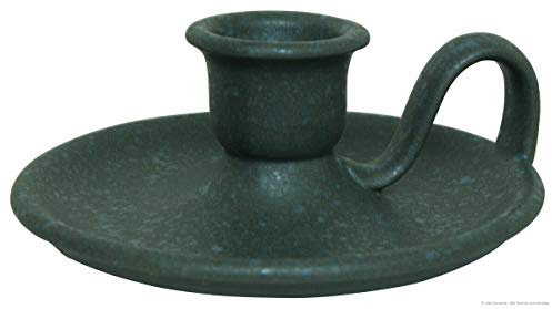 Original Bunzlauer Keramik retro Kerzenständer 14,5x5,5cm Dekor ZIELON (grün-gesprenkel)